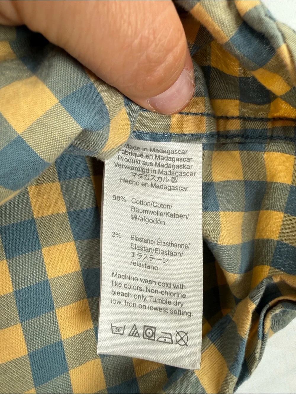 J. Crew Yellow and Blue Gingham Button-Down Shirt
